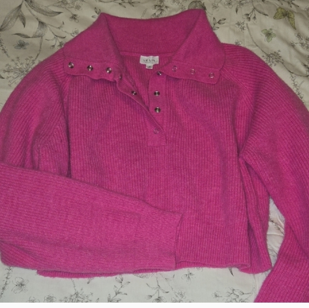 Le Lis Fuchsia Cowl Neck Sweater - Picture 2 of 8